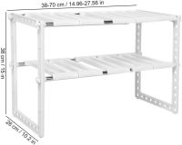 Багатофункціональна регульована кухонна Полиця стійка Kitchen Rack 38-70 см для зберігання посуду, розсувний органайзер під раковину 2 яруси Біла