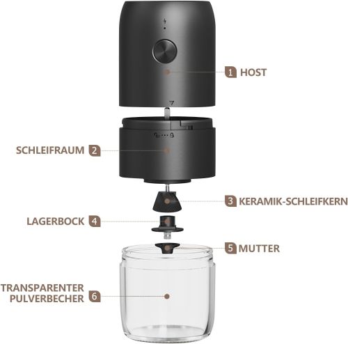 Бездротова електрична кавомолка Electric Coffee Grinder KMDJ-2A з регулятором помелу, акумуляторна USB млин для кавових зерен MAG-640