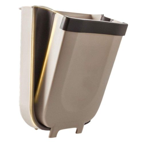 Складне навісне відро для сміття контейнер на двері Foltable Trash Bin Can в кухню або ванну, розкладне відро бак для сміття на дверцята коричневе