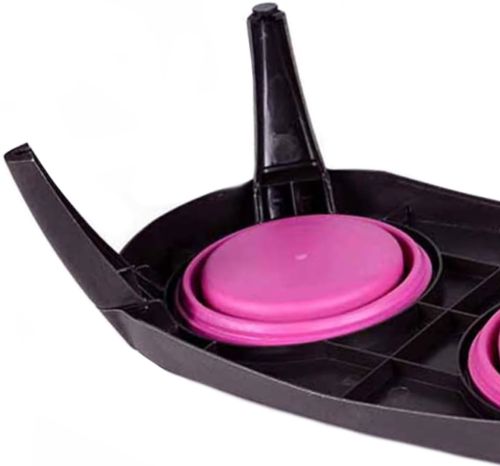 Нескользящая двойная миска Dougez Pet Bowl Set 2 в 1 для еды и воды на складной подставке для собак и кошек 600мл, Кормушка для домашних животных