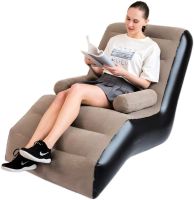Надувне одномісне крісло ліжко S-подібної форми Senyoubao Inflatable Sofa 140x85x80 см з підлокітником, Флокіроване