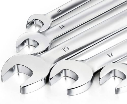 Комплект гаечных комбинированных ключей с трещоткой INGCO HKSPA1088-I 8mm-19mm 8 шт, Набор двухсторонних инструментов рожково-накладных 8 предметов