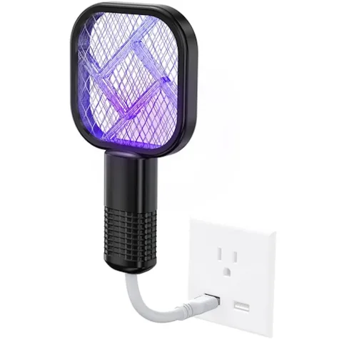 Электрический USB уничтожитель насекомых Mosquito Swatter UKC 3945 от насекомых, Лампа мухобойка комаров и мух с УФ светом от юсб Черный