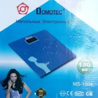 Электронные напольные весы Domotec MS-1604 до 180 Кг, Квадратные стеклянные весы с Led дисплеем для взвешивания Домотек до 180кг Синие