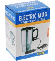 Автомобільна термокружка термос з підігрівом Electric Mug 140z чашка 400мл 12V, авто кружка кип'ятильник від прикурювача в машину 2240 Сріблястий
