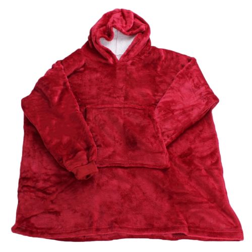 Толстовка-плед з капюшоном Huggle Hoodie Ultra Plush Blanket бордова 2в1 унісекс оверсайз худі плюшевий плед з рукавами на флісі 74х110 см Червона