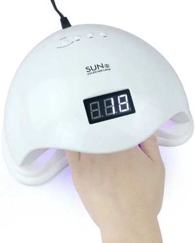 Профессиональная УФ лампа SUN5 для маникюра и педикюра 48W UV LED с экраном и таймером, аппарат для сушки гель лака и геля для ногтей Сан 5 White