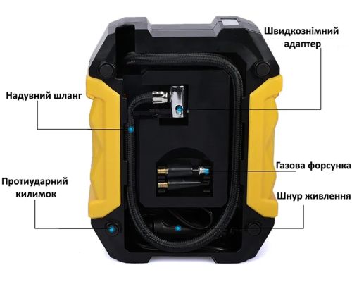 Автомобільний компресор CarSun Air Pump C1399 - 1 автокомпресор з дисплеєм і ліхтарем для підкачки шин від прикурювача 12V повітряний насос для машини