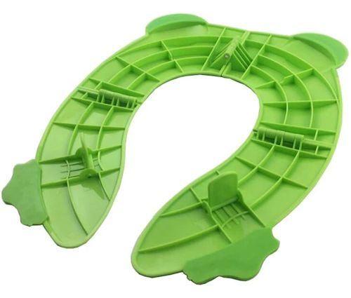 Детская накладка на унитаз Folding Potty Seat Жабка дорожное cкладное пластиковое cиденье насадка для обучения к горшку с чехлом Frog Green 35Х30 см