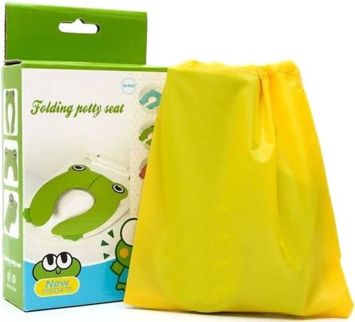 Детская накладка на унитаз Folding Potty Seat Жабка дорожное cкладное пластиковое cиденье насадка для обучения к горшку с чехлом Frog Green 35Х30 см