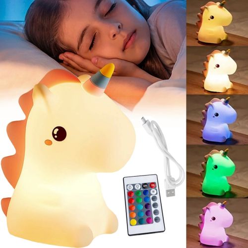Дитячий силіконовий нічник Єдиноріг Unicorn Silicone Night Light HQ8686 сенсорний світильник на акумуляторі з RGB підсвічуванням і пультом USB