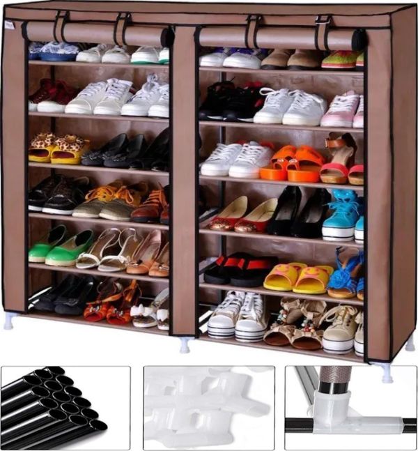 Тканинна шафа для взуття Shoe Cabinet YQF-2266 на 6 полиць, Подвійна складна тканинна полиця, пилозахищений каркасний для зберігання K66, 2712 MG-222
