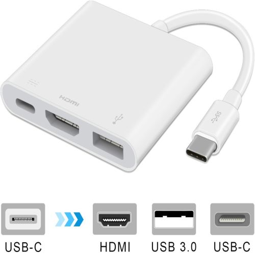 Кабель, адаптер, конвертер Buro Type-C на HDMI, USB 3.0, Type C, 3 в 1 концентратор для пристроїв з Type з портом, Перехідник hub розгалужувач білий