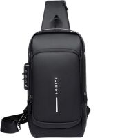 Чоловіча сумка барсетка через плече Weixier X306 з USB-портом для зарядки, нагрудний водонепроникний крос боді рюкзак Fashion з кодовим замком