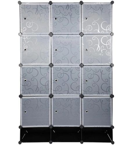 Складной шкаф органайзер для вещей Storage Cube Cabinet МР-312-62 110Х37Х146 см пластиковая тумба на 12 секций полочка для одежды и обуви Черная