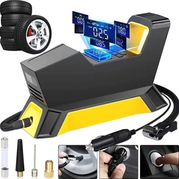 Автомобільний компресор CarSun Air Pump C1809 - 1 для підкачки шин 150 PSI від прикурювача 12V, Насос з цифровим дисплеєм і ліхтариком, Автокомпресор