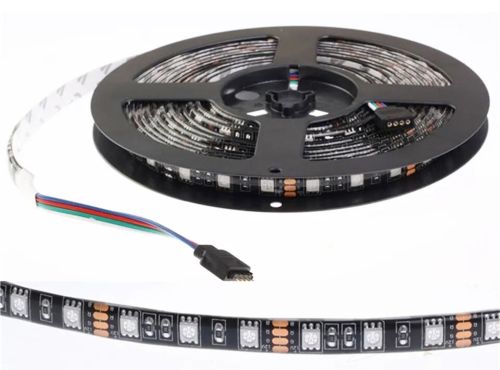 Світлодіодна USB стрічка 5 м з пультом Rope-Lights SMD5050 IP65 різнокольорова неонова гнучка c RGB контролером у силіконі Чорна SMD-5050 5м