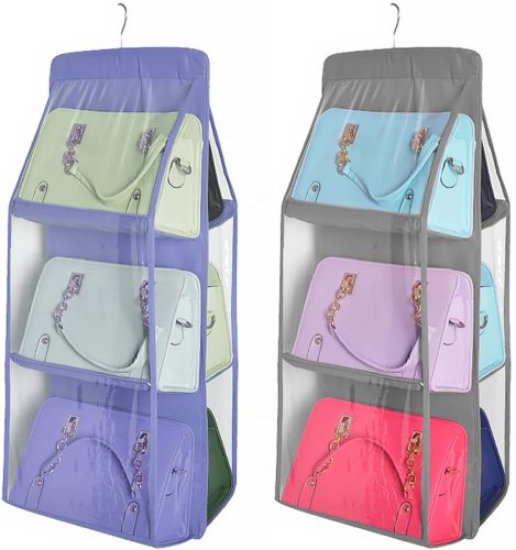 Подвесной органайзер для хранения сумок Hanging Organize подвесной 2-х сторонний держатель с вешалкой на 6 отделений 35Х90 см сумка-органайзер в шкаф