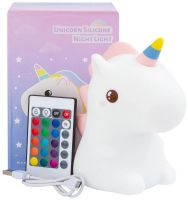 Дитячий силіконовий нічник Єдиноріг Unicorn Silicone Night Light HQ8686 сенсорний світильник на акумуляторі з RGB підсвічуванням і пультом USB