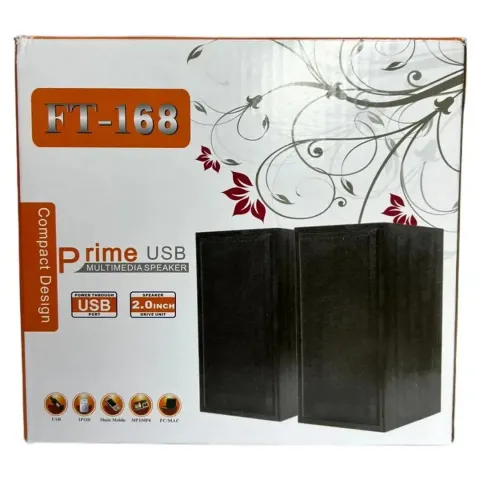 Провідні комп'ютерні колонки Speaker FT - 168 2.0 з регулюванням гучності для комп'ютера 6w для PC, Стерео колонка акустика для ПК FT168 від USB