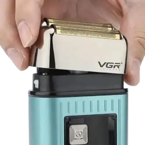Аккумуляторная мужская электробритва шейвер VGR V-357 с двумя ножевыми блоками для сухого и влажного бритья, Беспроводная бритва для бороды и усов