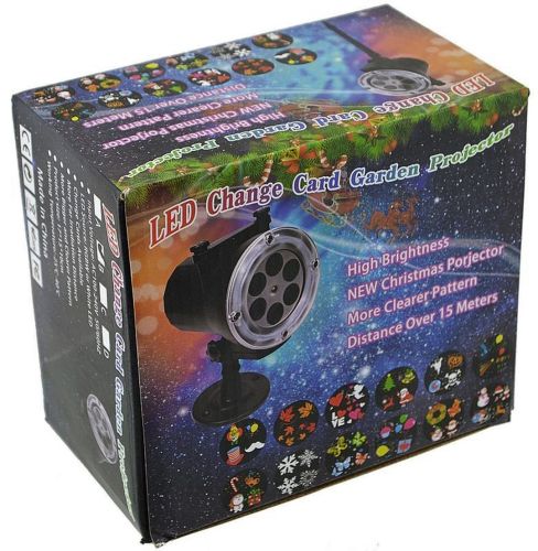 Уличный лазерный проектор Led Change Card Garden Projector PJ-518 на 12 картриджей RGB изображений, новогодний светодиодный диско прожектор с пультом