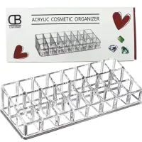 Универсальный акриловый органайзер подставка Lipstick Shelf на 24 ячейки для хранения косметики и помады Контейнер для макияжа и мелочей Прозрачный