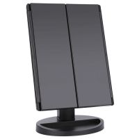 Косметичне потрійне дзеркало з сенсорною кнопкою Superstar Magnifying Mirror JN-817 3 в 1 зі збільшенням, складне дзеркало з LED підсвічуванням Чорне