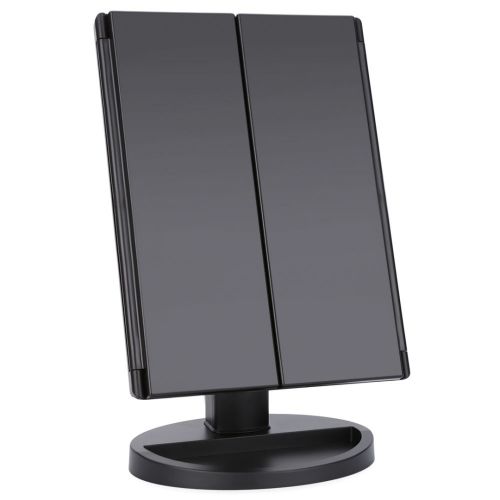 Косметичне потрійне дзеркало з сенсорною кнопкою Superstar Magnifying Mirror JN-817 3 в 1 зі збільшенням, складне дзеркало з LED підсвічуванням Чорне