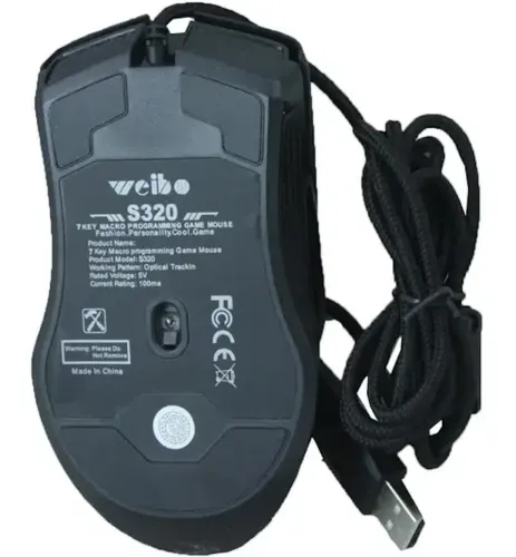 Ігрова дротова комп'ютерна мишка Weibo S320 USB 7 Кнопок з RGB підсвічуванням для ПК, геймерська USB миша 4800 DPI для комп'ютера і ноутбука Чорна