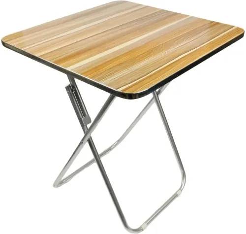 Туристичний розкладний квадратний стіл Square Folding Table 60х60х70 см для пікніка, складаний алюмінієвий столик МДФ для кемпінгу Коричневий
