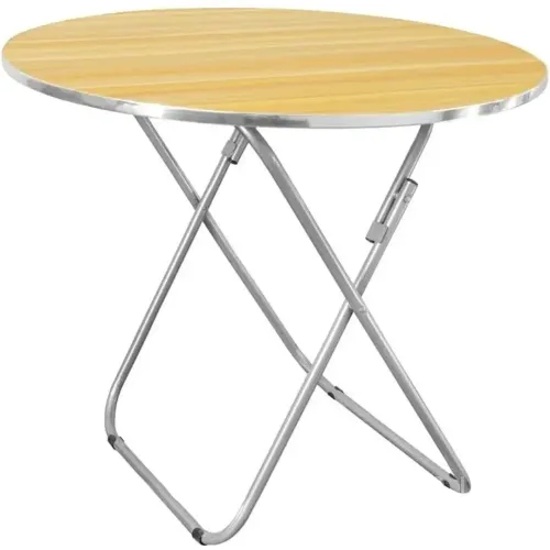 Туристичний розкладний круглий стіл Round Folding Table 60х70 см для пікніка, складаний алюмінієвий столик МДФ для кемпінгу та саду Коричневий
