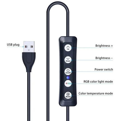 Кольорова кільцева USB LED лампа Ring Fill Light RGB MJ20 20 см 8 " без штатива студійна Світлодіодна різнобарвна лампа для блогера MJ-200