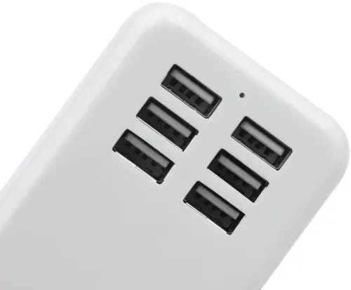 Мережевий зарядний пристрій USB Desktop Charger 20W на 6 портів з вимикачем, Зарядка адаптер для зарядки телефонів на 6 роз'ємів від мережі Білий
