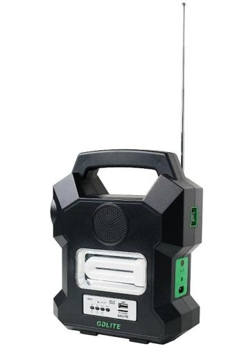Автономна сонячна станція GDlite GD - 1000A зарядна система Power Bank, ліхтар і 4 LED лампочки з функцією повербанка і радіо для кемпінгу Чорна