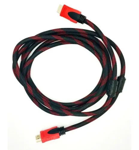 Посилений кабель Hdmi to Hdmi 3м 1080p в обмотці Кабель-подовжувач HDMI-HDMI 3M 3 m, 3 м для монітора і телевізора в обплетенні чорно червоний