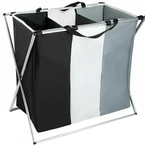 Складна корзина органайзер Laundry Basket B14 для сортування брудної білизни на 3 відсіки 120л, білизняний ящик для речей з 3 відділеннями у ванну
