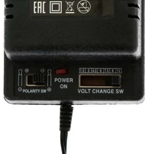 Універсальний блок живлення Ran-Teng RT - 308 9W з регулятором напруги 1.5-12V 500mA, Адаптер з 4 роз'ємами і перемикачем полярності Чорний