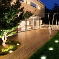 Вуличний садовий LED світильник на сонячній батареї Solar Disk Lights, Універсальне підсвічування в сад IP65, Грунтовий світлодіодний ліхтар зі штиком