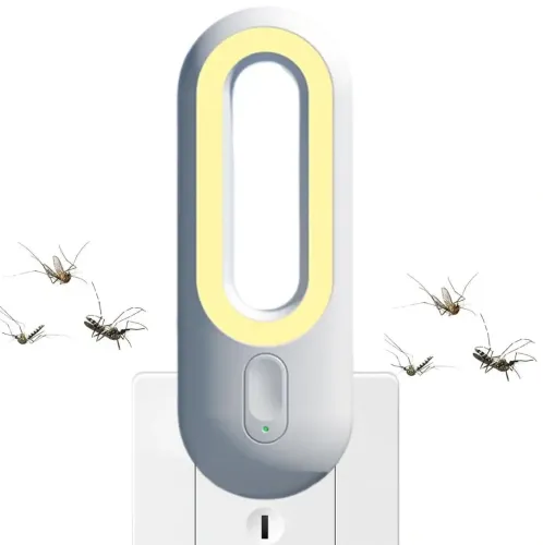 Ультразвуковая ловушка светильник ночник от комаров и мух MigMax Ultrasonic mosquito repellent light 2в1 в розетку, Лампа отпугиватель насекомых от сети