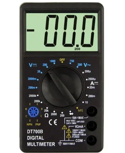 Універсальний цифровий мультиметр Digital DT700B зі звуком, звуковий тестер для контролю постійного і змінного напруги з щупами Чорний