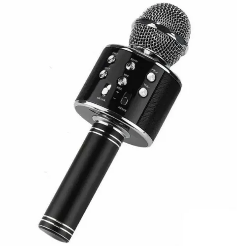Бездротовий караоке мікрофон WSTER WS-858 Bluetooth USB AUX FM з вбудованим динаміком 5W, блютуз мікрофон з регулятором гучності Q858 для співу
