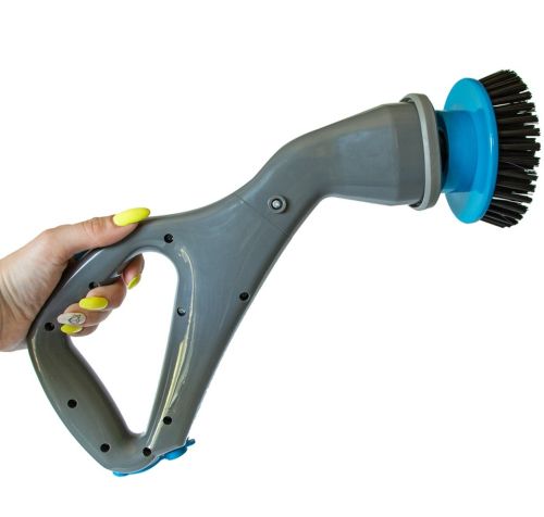Беспроводная щетка для уборки Hurricane Muscle Scrubber 4 насадкия, Аккумуляторная чистящая щётка от USB с насадками для чистки поверхностей Серая