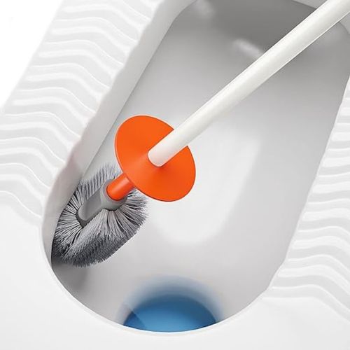Туалетний йоржик Toilet brush AND-7-10 з силіконовою плоскою щіткою для чищення унітазу з кріпленням на стіну, навісний йоржик 40x10, 5x9, 7 см білий