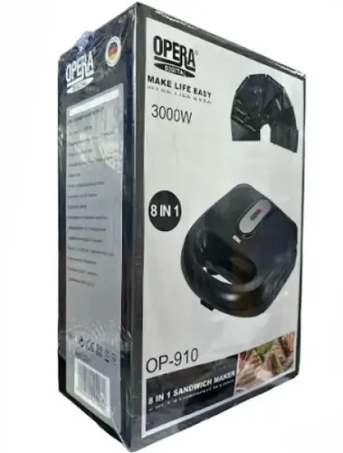 Електрична Сендвічниця, бутербродниця Sandwich Maker Opera OP-910 3000W з 8 знімними формами гриль, вафельниця, горішниця з антипригарним покриттям