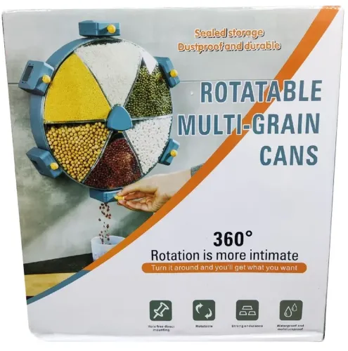 Настенный диспенсер карусель Rotatable Multi-Grain Cans для хранения круп 6 отделений 360, Вращающийся органайзер сыпучих продуктов с дозатором
