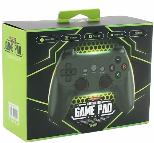 Бездротовий джойстик геймпад Game Pad CM - 019 для PC Android з адаптерами, ігровий контролер 2,4 G для комп'ютера і телефону від батарейок Чорний