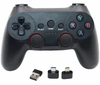 Бездротовий джойстик геймпад Game Pad CM - 019 для PC Android з адаптерами, ігровий контролер 2,4 G для комп'ютера і телефону від батарейок Чорний