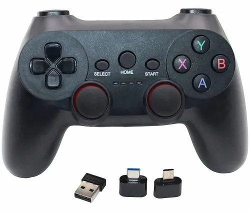 Бездротовий джойстик геймпад Game Pad CM - 019 для PC Android з адаптерами, ігровий контролер 2,4 G для комп'ютера і телефону від батарейок Чорний