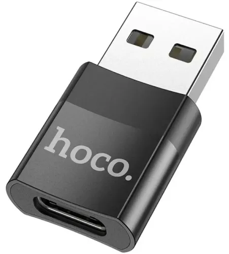 Универсальный переходник Hoco UA17 USB to Type-C с функцией зарядки и передачи данных до 480 Мбит/с, Адаптер Хоко юсб на USB-C 3A 60W Черный